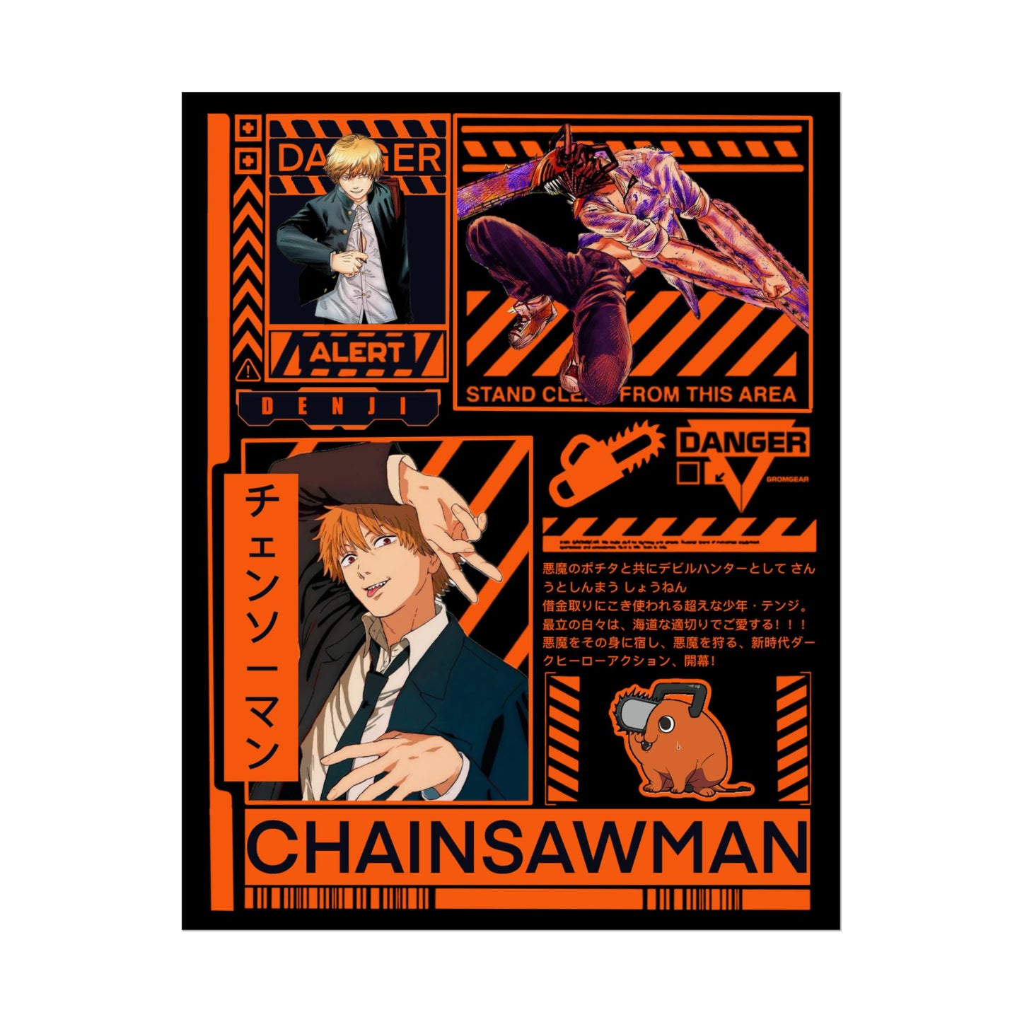 Denji Chainsaw Man  Design - 11x14" Anime Wall Art Poster